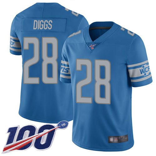 Detroit Lions Limited Blue Youth Quandre Diggs Home Jersey NFL Football #28 100th Season Vapor Untouchable->youth nfl jersey->Youth Jersey
